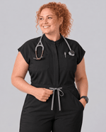 Wide Leg Jumpsuit Black - Scrubloop