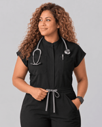 Wide Leg Jumpsuit Black - Scrubloop