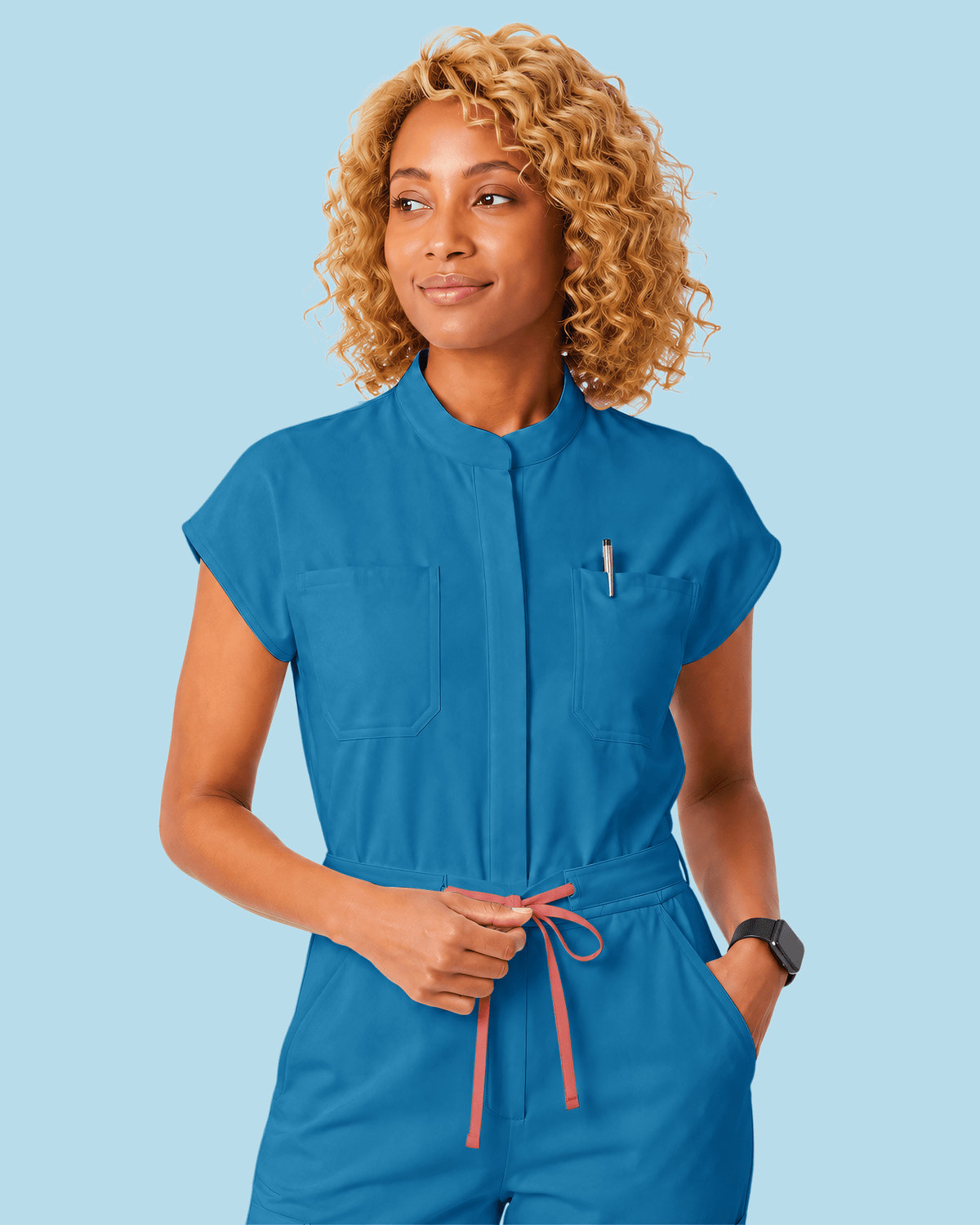 Wide Leg Jumpsuit Methyl Blue - Scrubloop