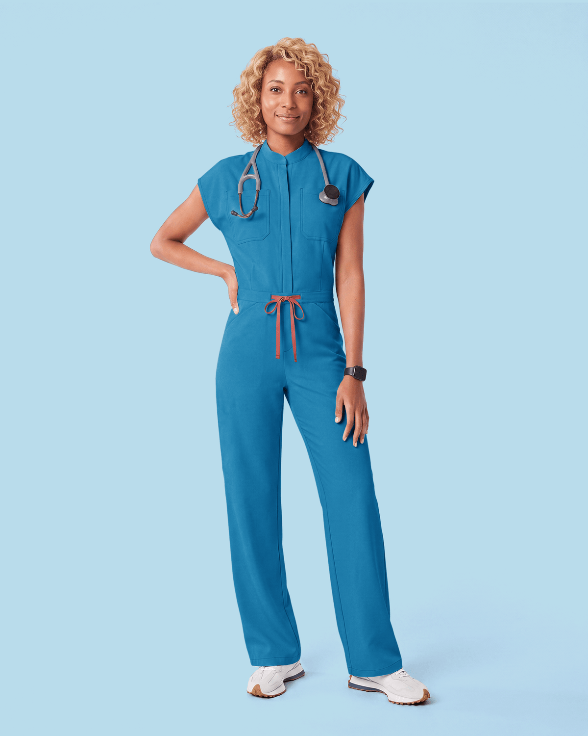 Wide Leg Jumpsuit Methyl Blue - Scrubloop