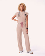Wide Leg Jumpsuit Peach Powder - Scrubloop