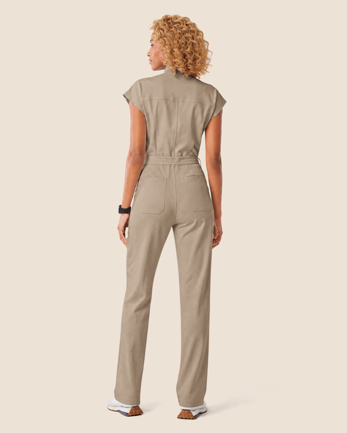 Wide Leg Jumpsuit Sesame - Scrubloop