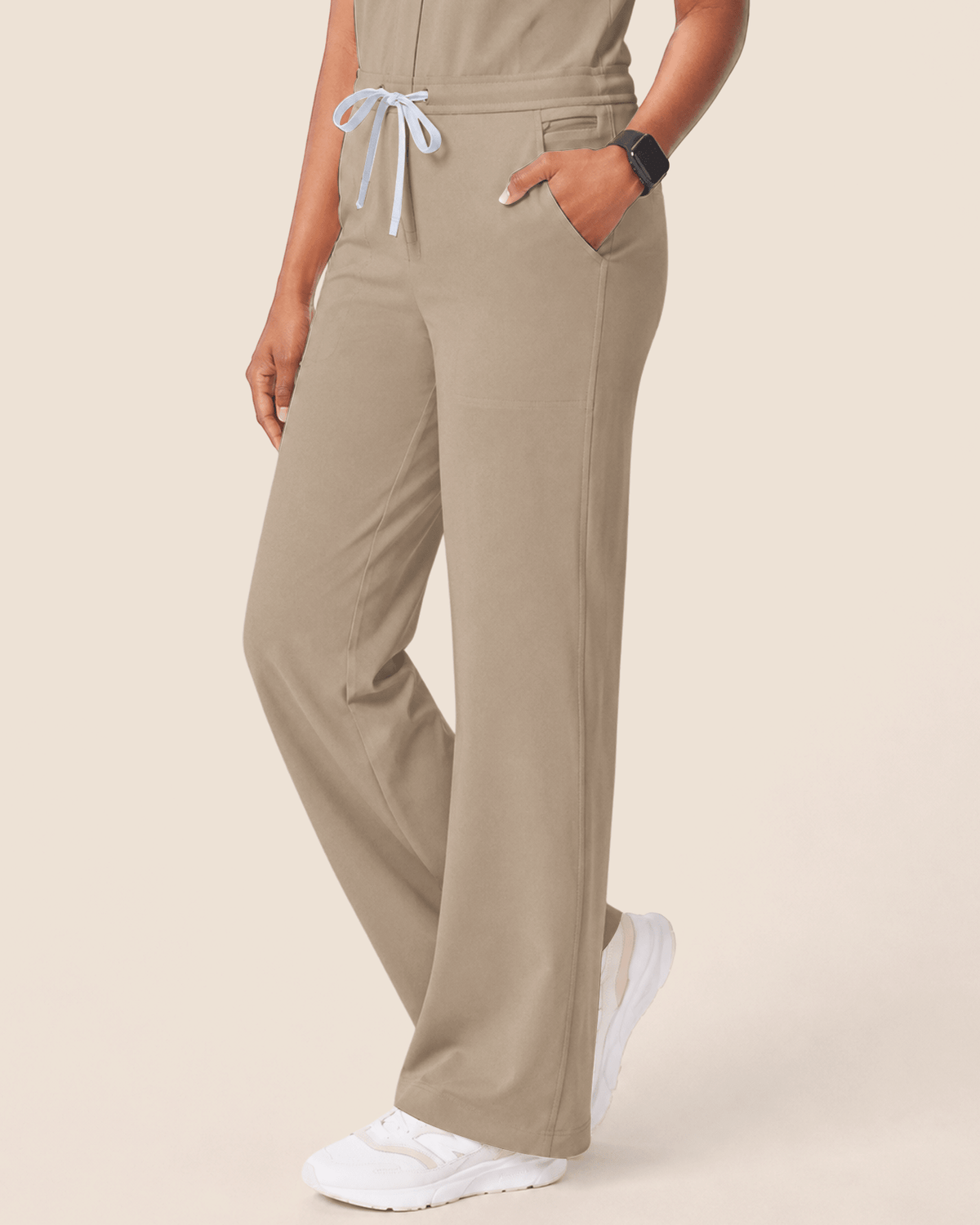 Wide Leg Jumpsuit Sesame - Scrubloop
