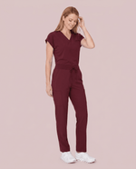 Women's 6-Pocket Cargo Pant Burgundy - Scrubloop