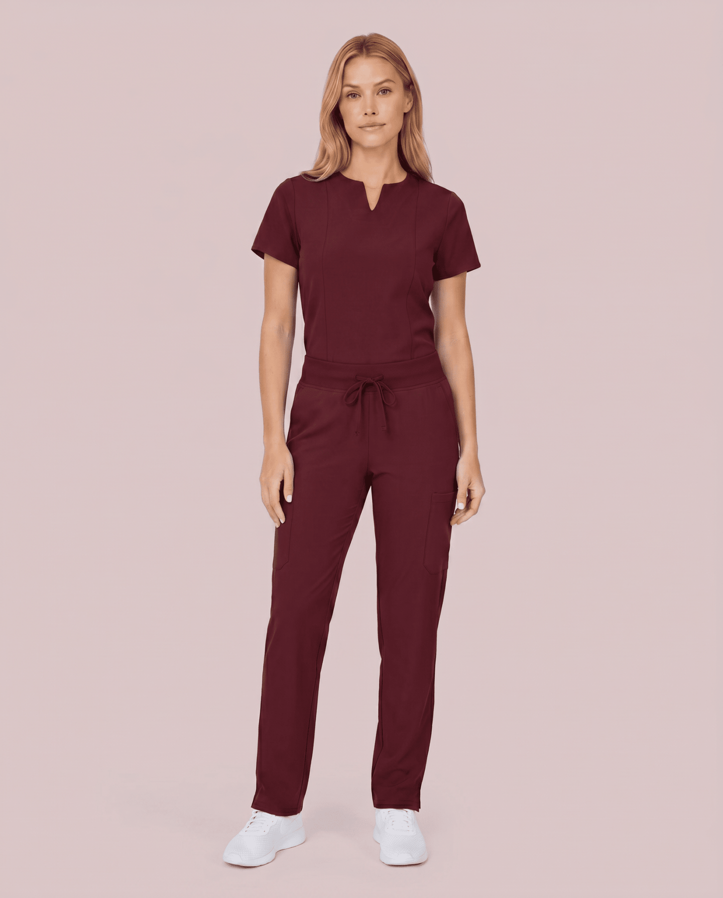 Women's 6-Pocket Cargo Pant Burgundy - Scrubloop
