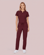 Women's 6-Pocket Cargo Pant Burgundy - Scrubloop