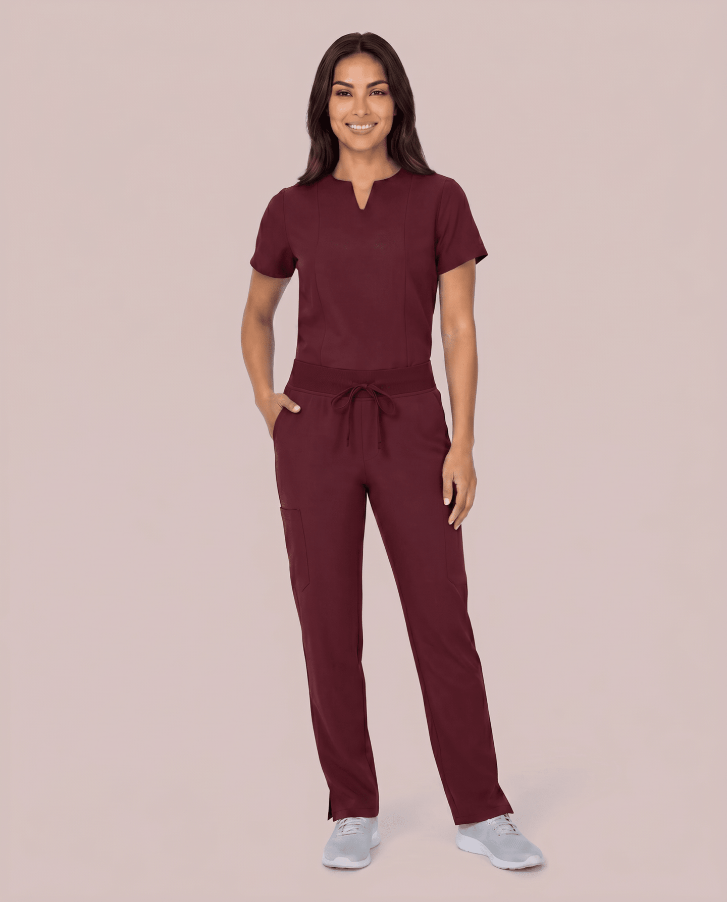 Women's 6-Pocket Cargo Pant Burgundy - Scrubloop