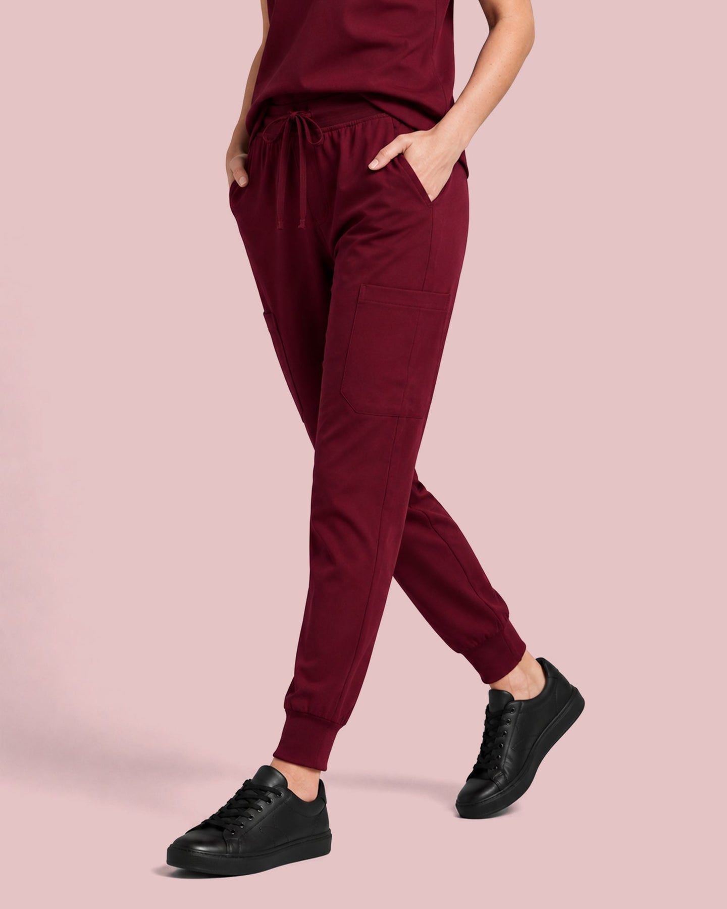 Women's 6-Pocket Jogger Scrub Pant Burgundy - Scrubloop