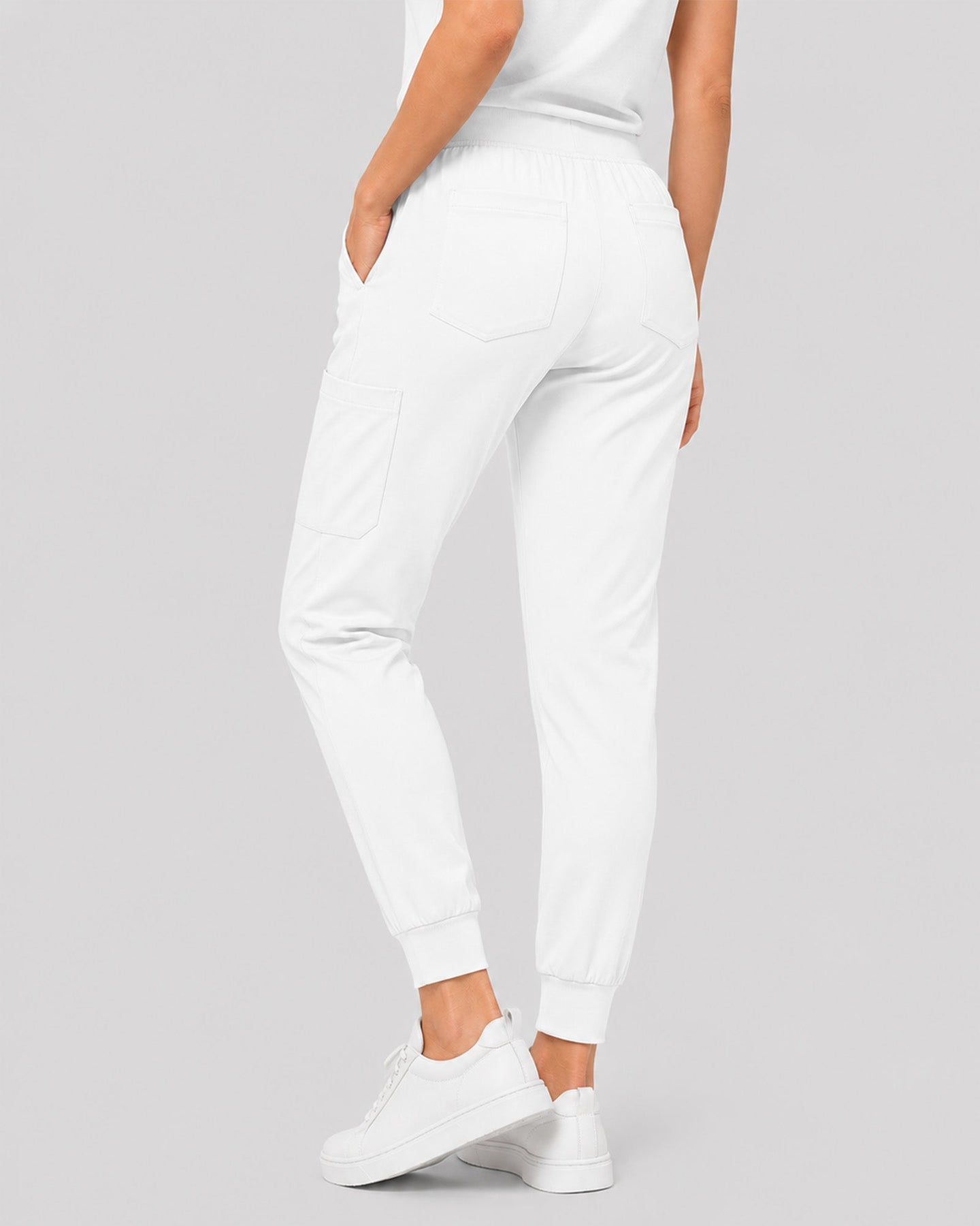 Women's 6-Pocket Jogger Scrub Pant White - Scrubloop