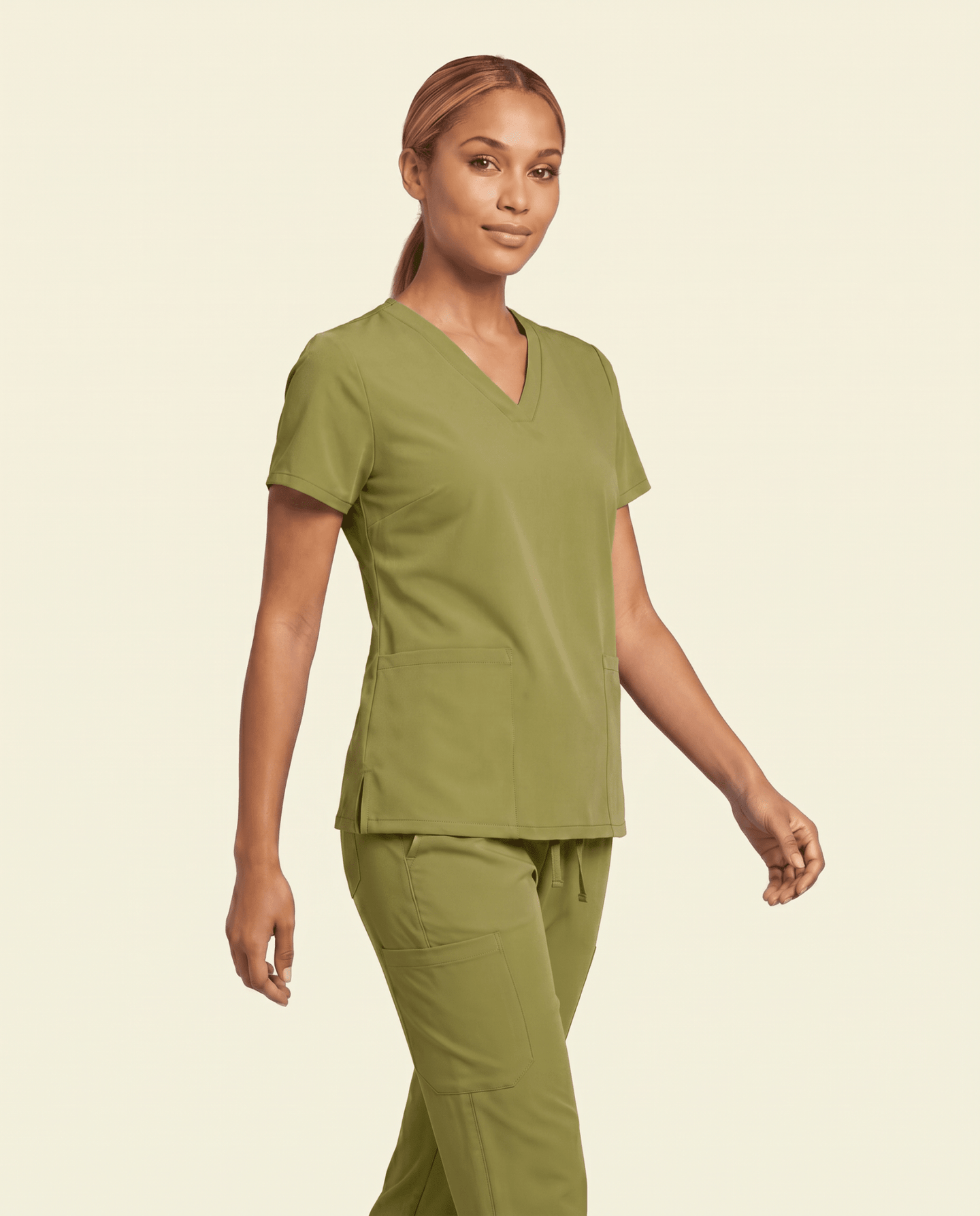 Women's 6-Pocket V-neck Top Avocado - Scrubloop