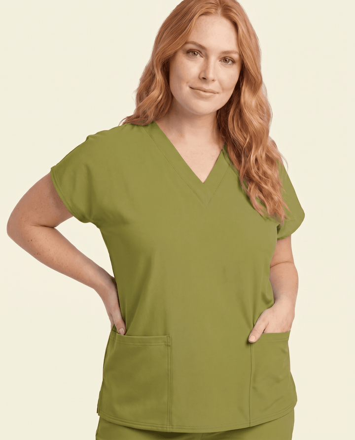 Women's 6-Pocket V-neck Top Avocado