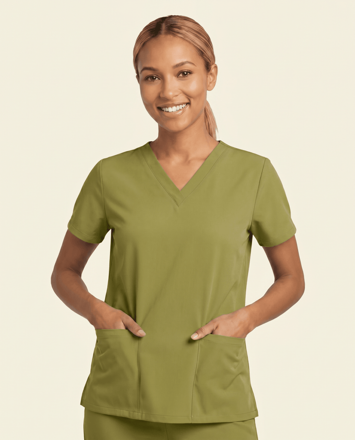 Women's 6-Pocket V-neck Top Avocado