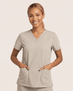 Women's 6-Pocket V-neck Top Birch - Scrubloop