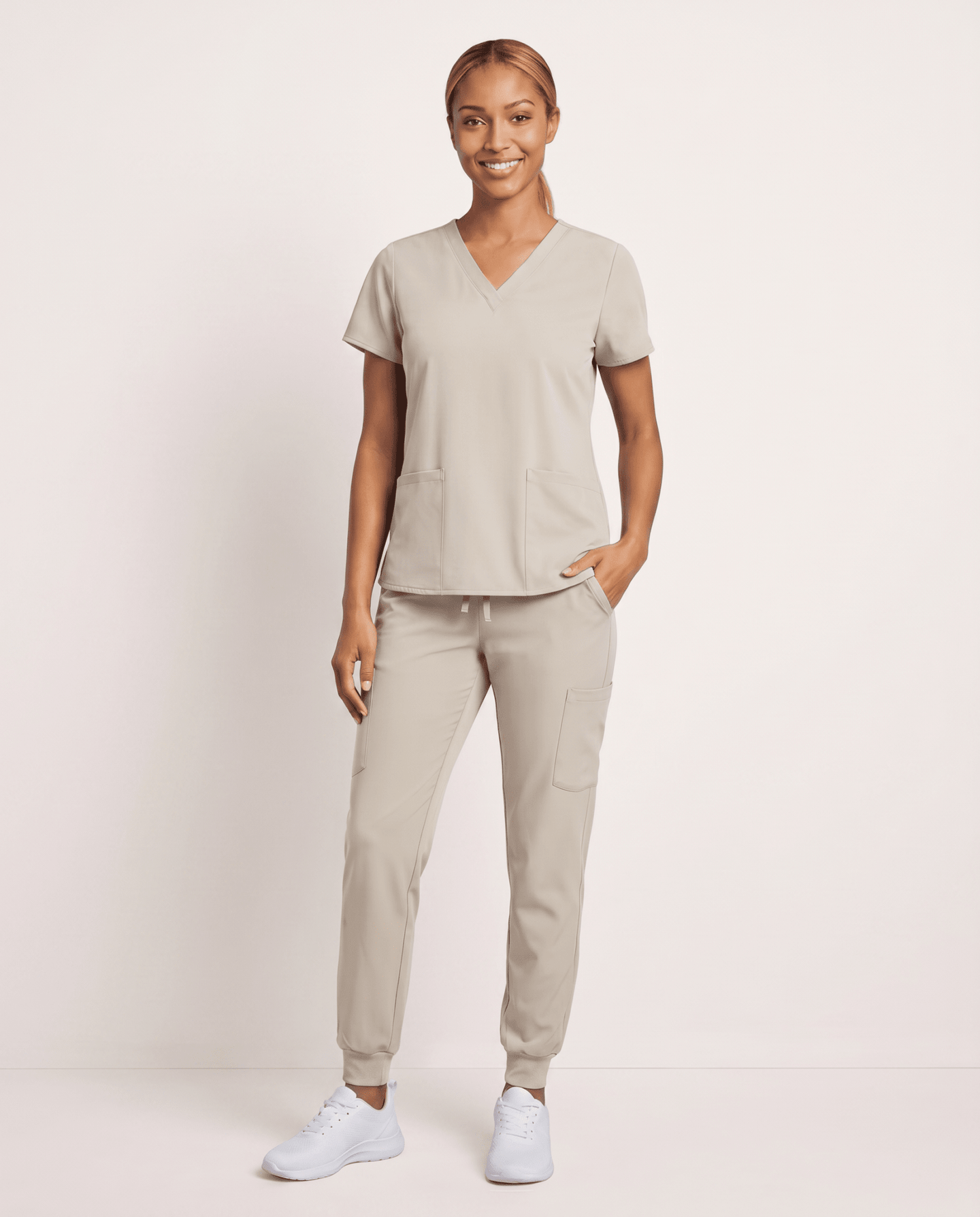 Women's 6-Pocket V-neck Top Birch - Scrubloop