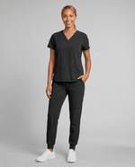 Women's 6-Pocket V-neck Top Black - Scrubloop