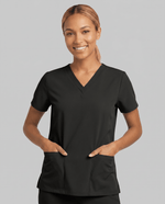 Women's 6-Pocket V-neck Top Black - Scrubloop