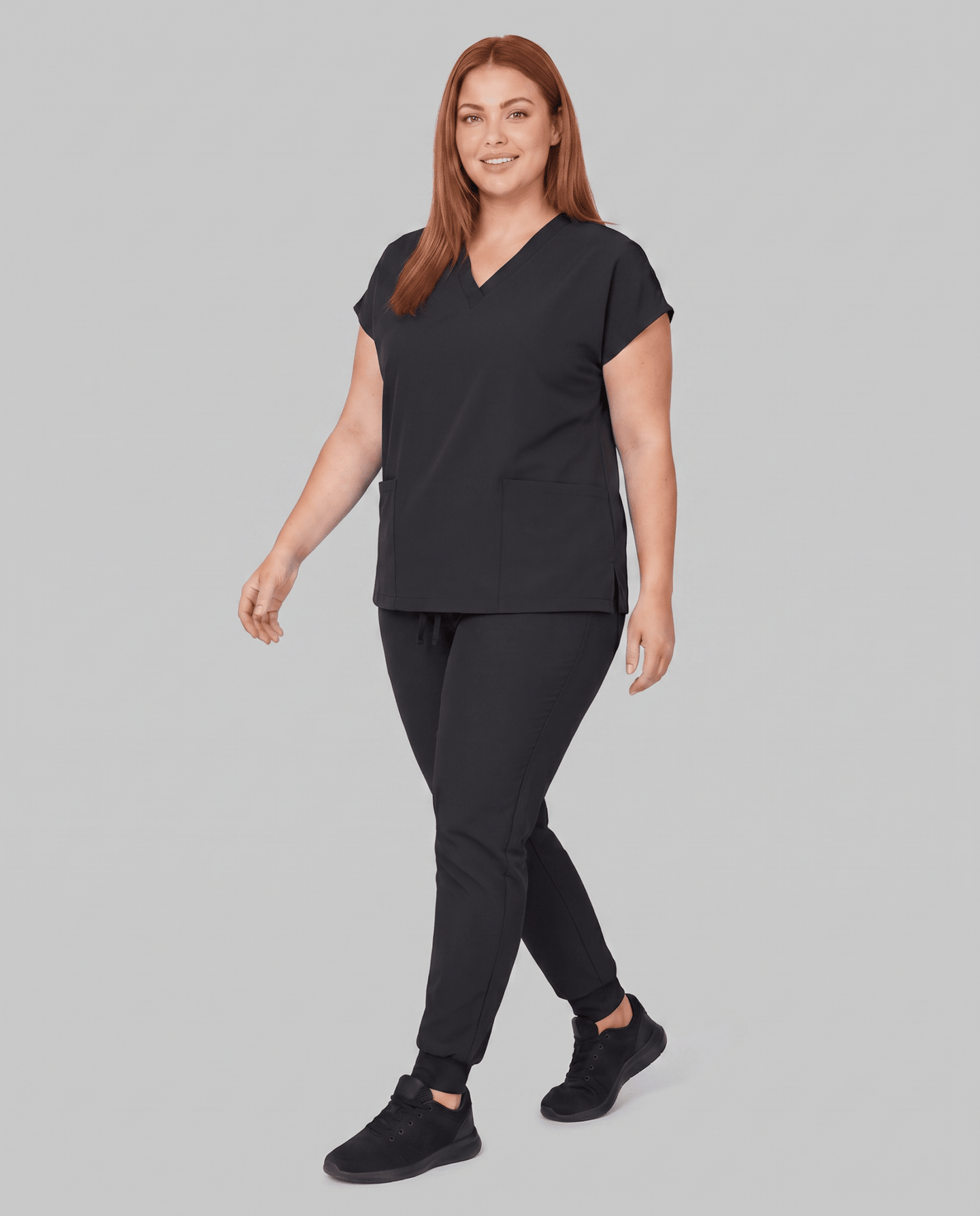 Women's 6-Pocket V-neck Top Black - Scrubloop