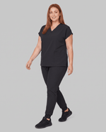 Women's 6-Pocket V-neck Top Black - Scrubloop