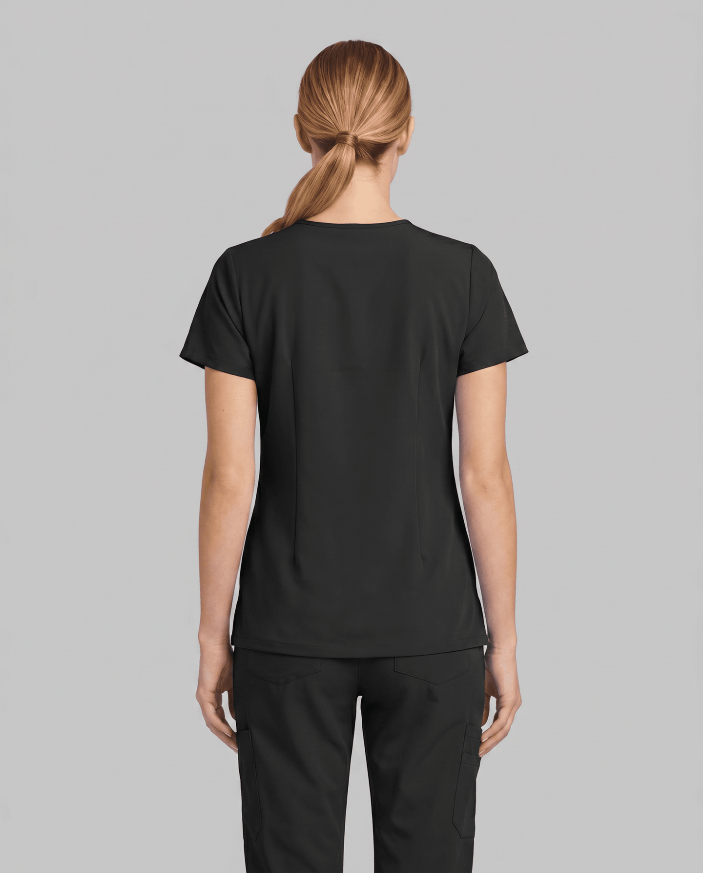 Women's 6-Pocket V-neck Top Black - Scrubloop