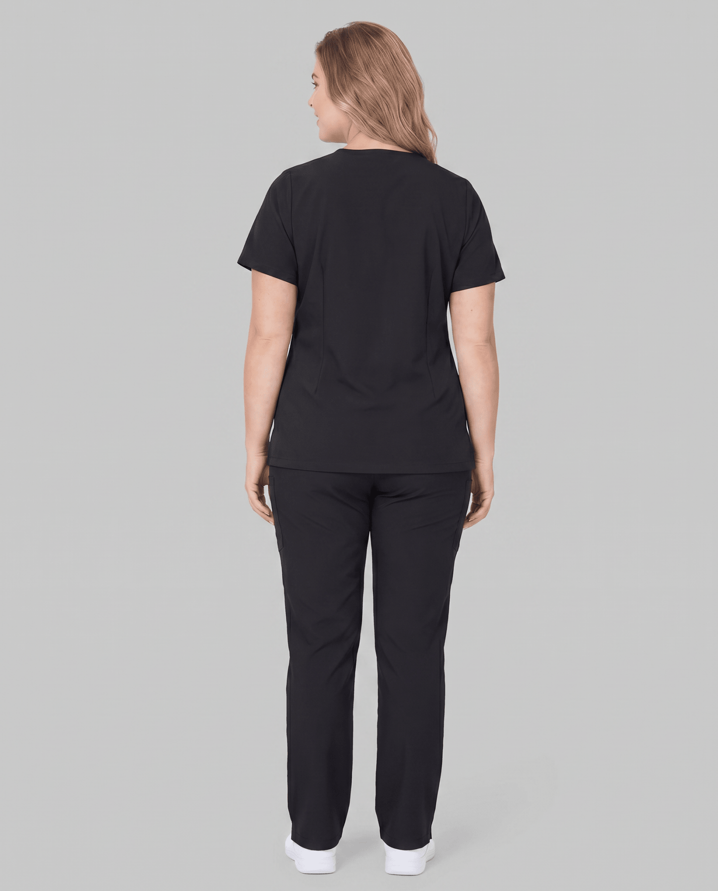 Women's 6-Pocket V-neck Top Black - Scrubloop