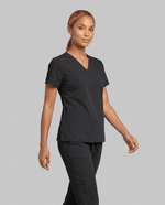Women's 6-Pocket V-neck Top Black - Scrubloop