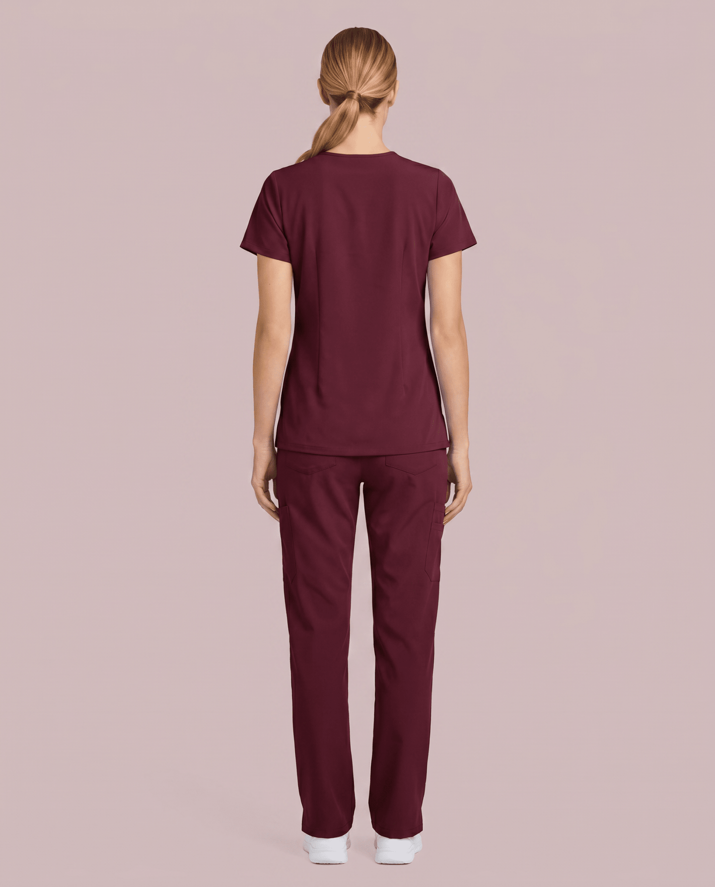 Women's 6-Pocket V-neck Top Burgundy - Scrubloop