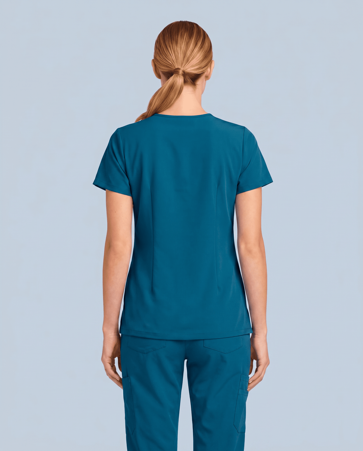 Women's 6-Pocket V-neck Top Caribbean Blue - Scrubloop