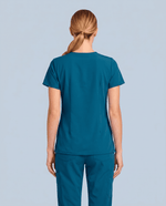 Women's 6-Pocket V-neck Top Caribbean Blue - Scrubloop