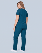 Women's 6-Pocket V-neck Top Caribbean Blue - Scrubloop