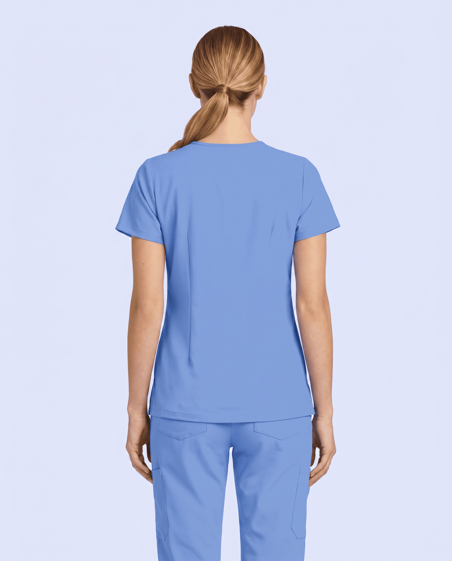 Women's 6-Pocket V-neck Top Ceil Blue - Scrubloop