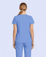 Women's 6-Pocket V-neck Top Ceil Blue - Scrubloop