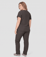 Women's 6-Pocket V-neck Top Charcoal - Scrubloop