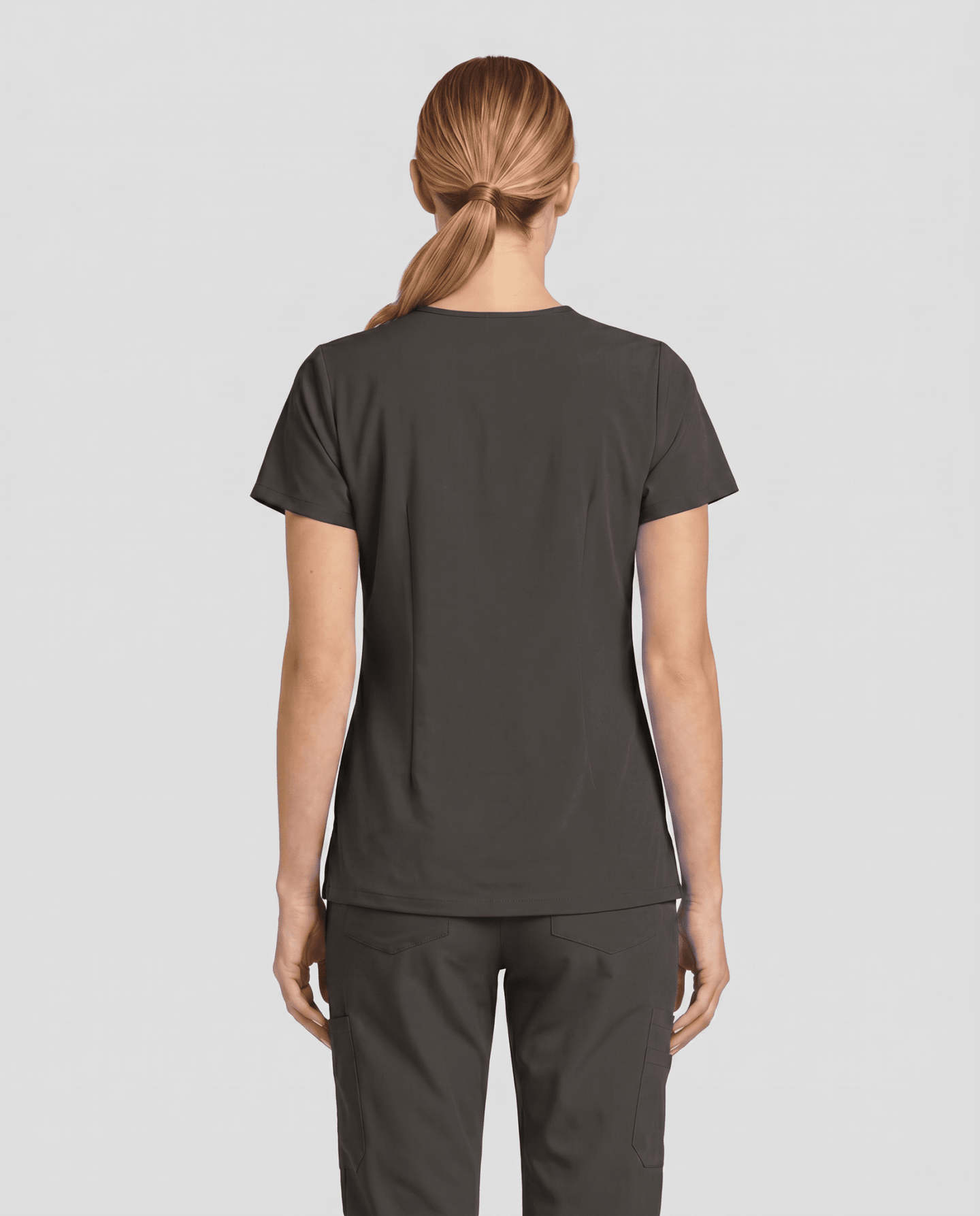 Women's 6-Pocket V-neck Top Charcoal - Scrubloop