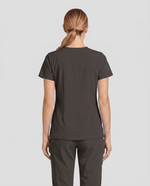 Women's 6-Pocket V-neck Top Charcoal - Scrubloop