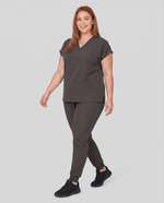 Women's 6-Pocket V-neck Top Charcoal - Scrubloop