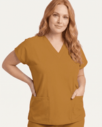 Women's 6-Pocket V-neck Top Cider - Scrubloop