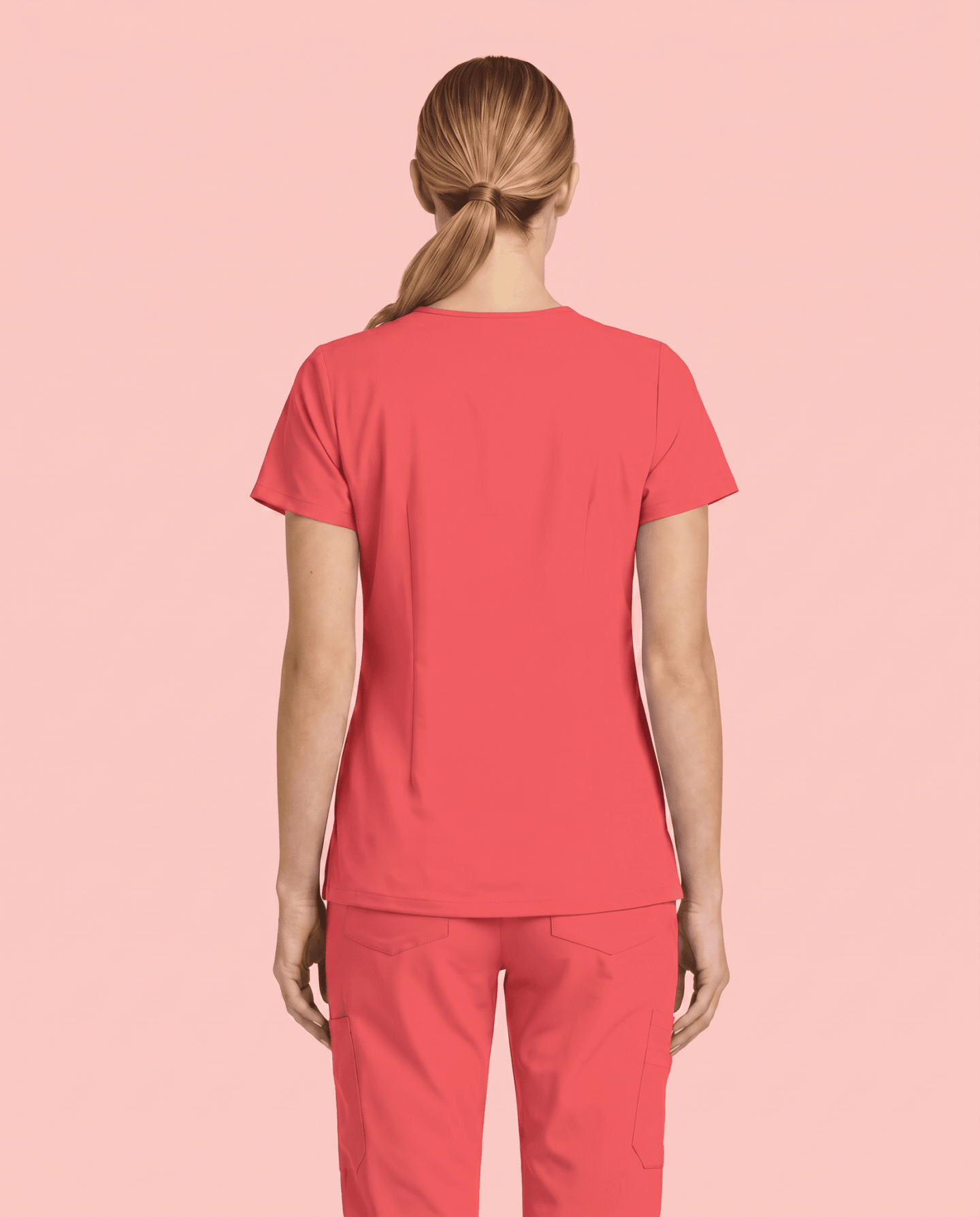 Women's 6-Pocket V-neck Top Coral - Scrubloop