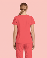 Women's 6-Pocket V-neck Top Coral - Scrubloop