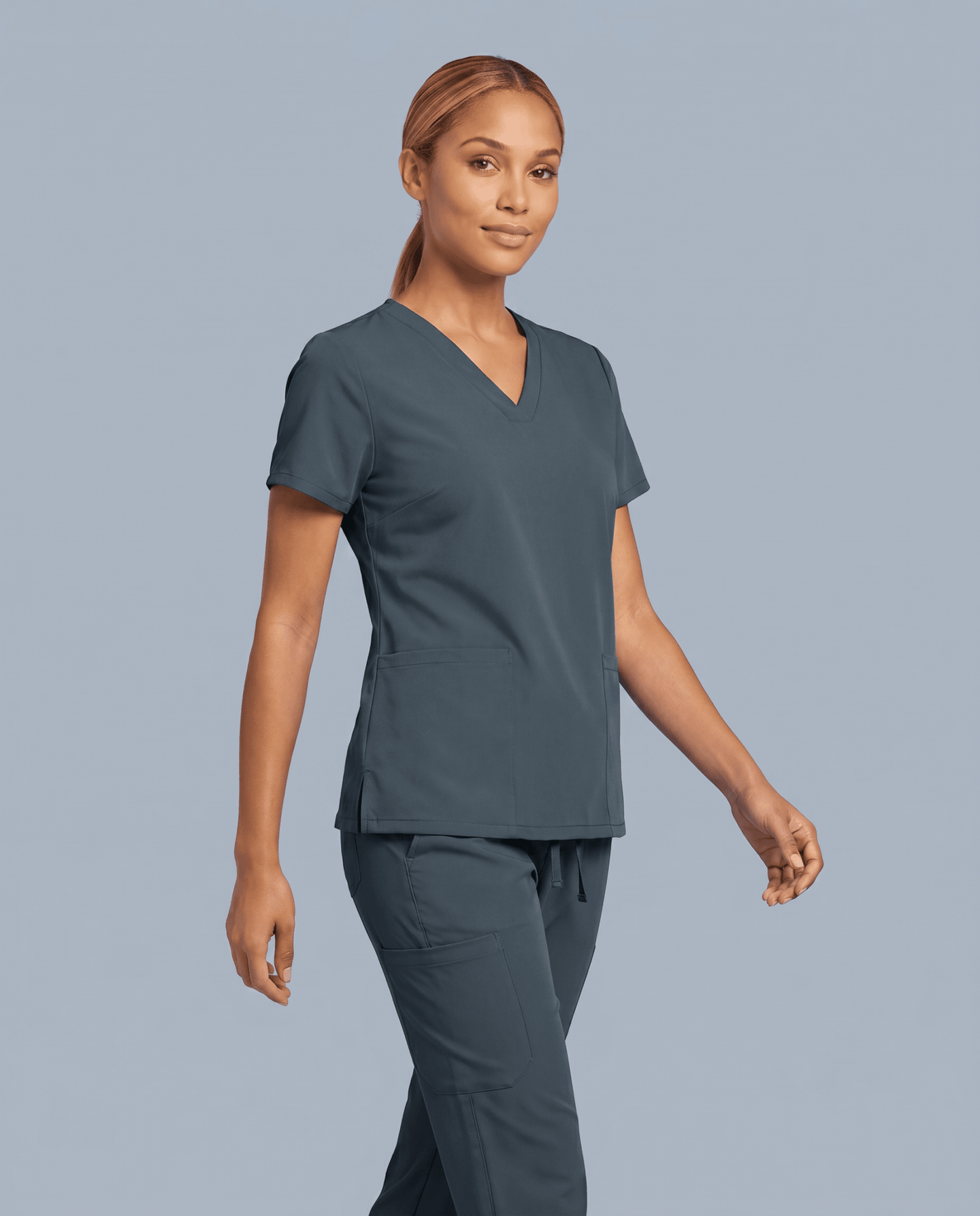 Women's 6-Pocket V-neck Top Dark Harbor - Scrubloop