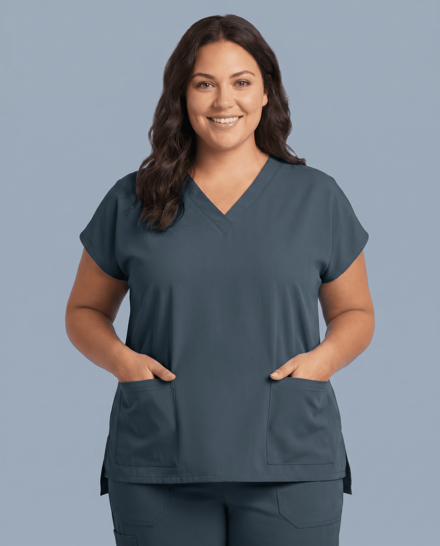 Women's 6-Pocket V-neck Top Dark Harbor - Scrubloop