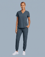 Women's 6-Pocket V-neck Top Dark Harbor - Scrubloop