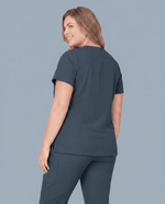 Women's 6-Pocket V-neck Top Dark Harbor - Scrubloop