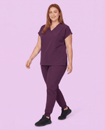 Women's 6-Pocket V-neck Top Deep Eggplant - Scrubloop