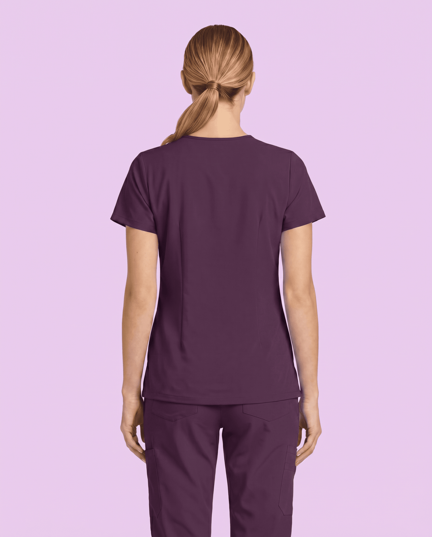 Women's 6-Pocket V-neck Top Deep Eggplant - Scrubloop