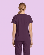 Women's 6-Pocket V-neck Top Deep Eggplant - Scrubloop