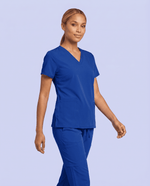 Women's 6-Pocket V-neck Top Galaxy Blue - Scrubloop