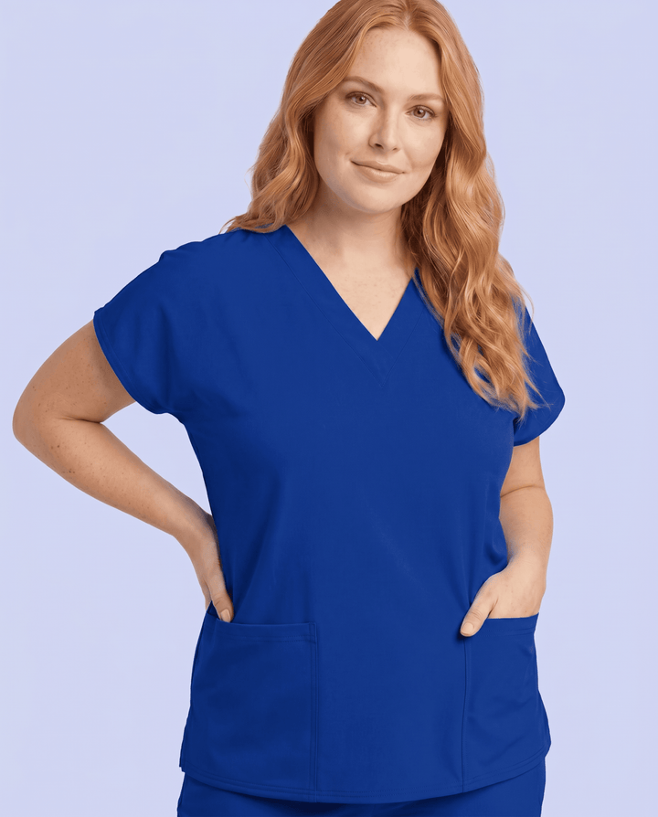 Women's 6-Pocket V-neck Top Galaxy Blue