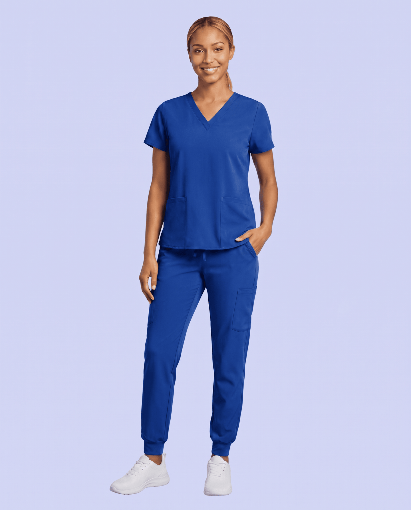 Women's 6-Pocket V-neck Top Galaxy Blue - Scrubloop