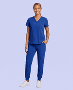 Women's 6-Pocket V-neck Top Galaxy Blue - Scrubloop