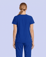 Women's 6-Pocket V-neck Top Galaxy Blue - Scrubloop